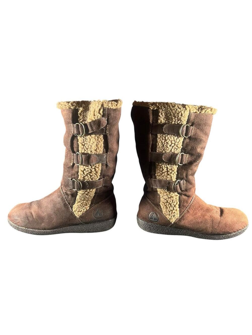 Bearpaw Retro Brown Sherpa Buckle Mid Calf Boots